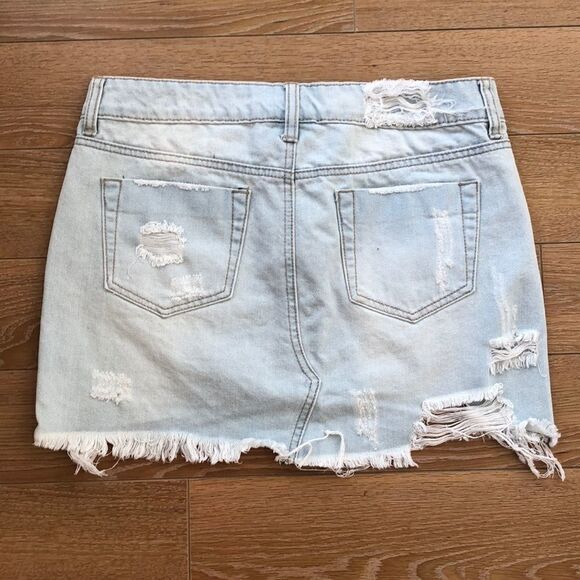 Litz Light Washed Distressed Denim Skirt - Picture 4 of 7